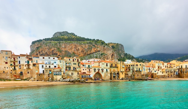 Panorama of Cefalu town in Sicily, Italy