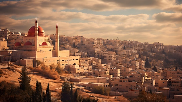 Photo panorama of the city of amman jordan