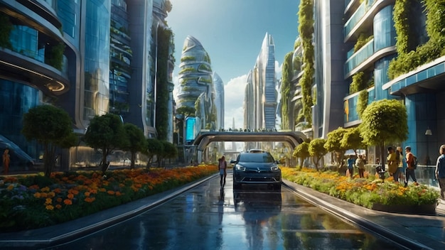 Photo panorama of the city of the future