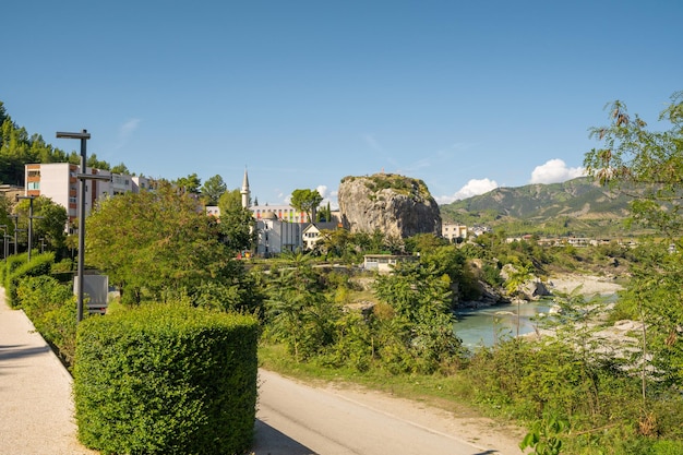 Panorama of the city Permet in Albania