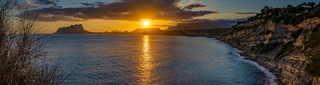 Panorama of the coast of Alicante Calpe in the background