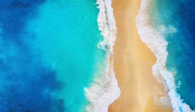 Panorama of a coast as a background from top view Turquoise water background from top view Summer seascape from air Nusa Penida island Indonesia Travel image