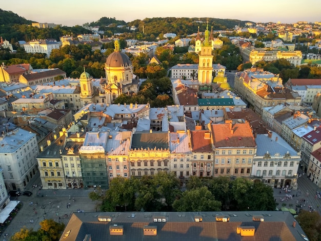 Lviv 유럽 도시의 파노라마