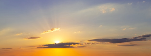 Panorama of the evening sky during sunset