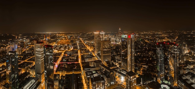 Panorama of Frankfurt am Main (Germany) at  night