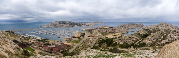 Panorama of Frioul archipelago in Mediterranean sea near Marseille