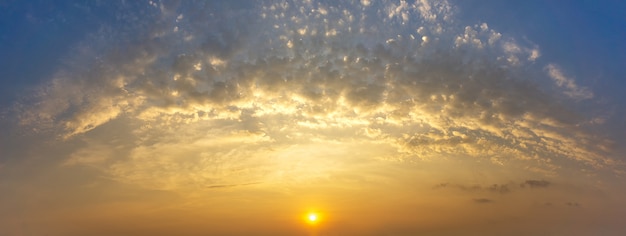 Panorama golden clouds and  sky with sunrise