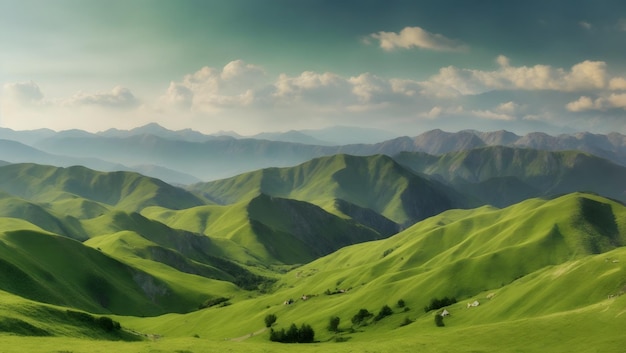 Photo panorama of green hills and retezat mountains romania country