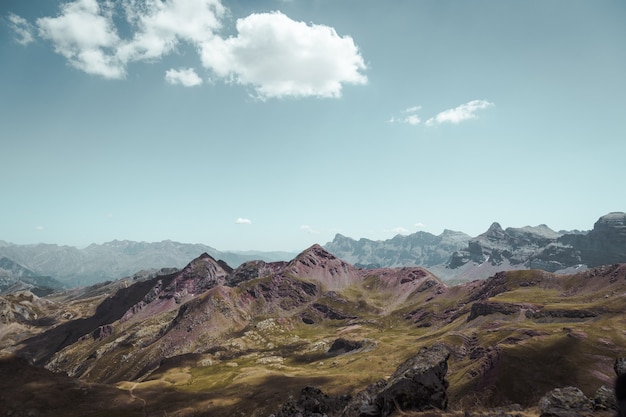 Panorama of the horizon of high mountains