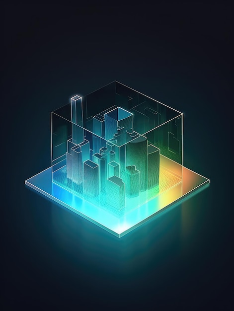 A panorama icon with translucent glass isometric view Generative AI