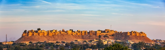 Panorama of jaisalmer fort known as the golden fort sonar quila