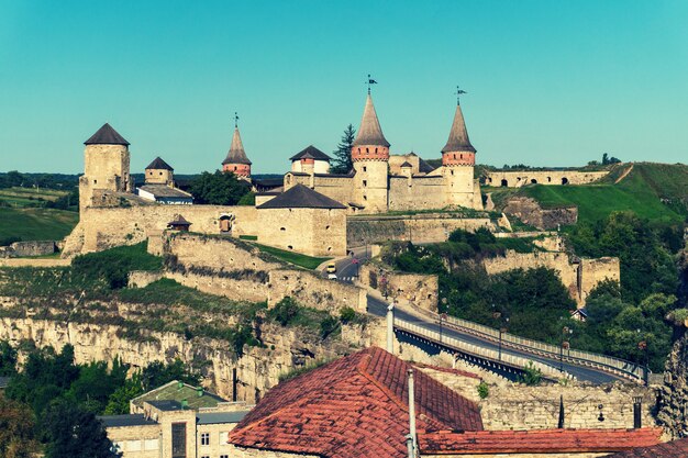 Photo panorama of kamianets-podilskyi castle, ukraine