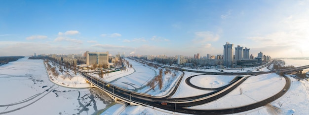 Панорама Киева зимой с высоты. Украина