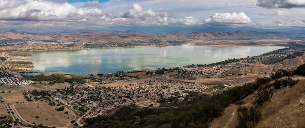 Panorama of Lake Elsinore in California