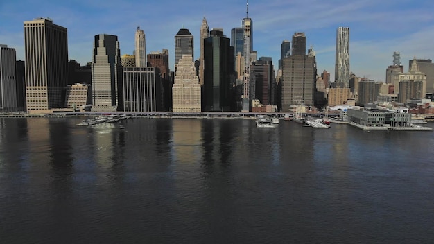 Panorama landmark cityscape view of lower manhattan an new york city usa