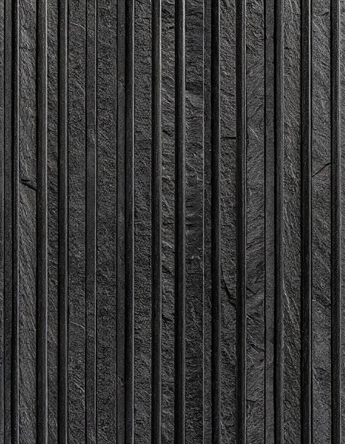 Photo panorama of modern black stone wall with stripes texture and seamless background