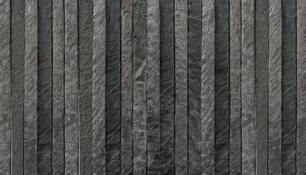 Photo panorama of modern black stone wall with stripes texture and seamless background