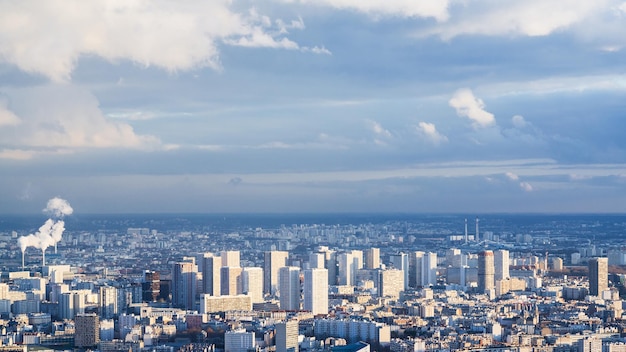 Panorama of modern Paris city in winter