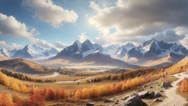 Panorama mountain autumn landscape