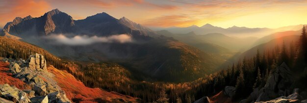 Фото Панорама горного осеннего пейзажа