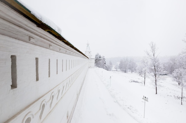 Панорама Новоиерусалимского монастыря в Москве в зимнее время