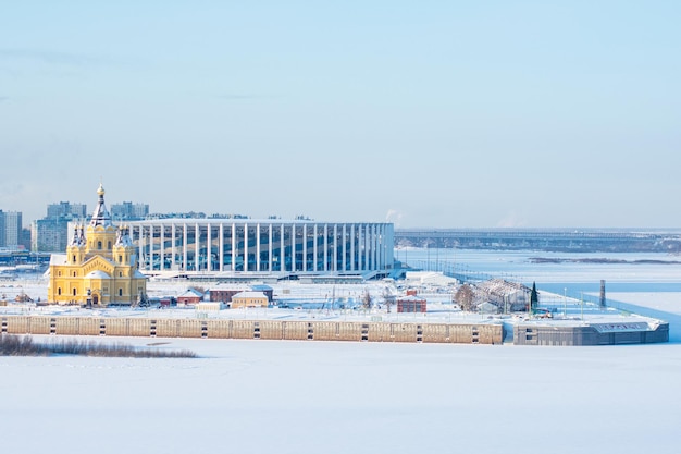 Panorama di nizhny novgorod in una limpida giornata invernale