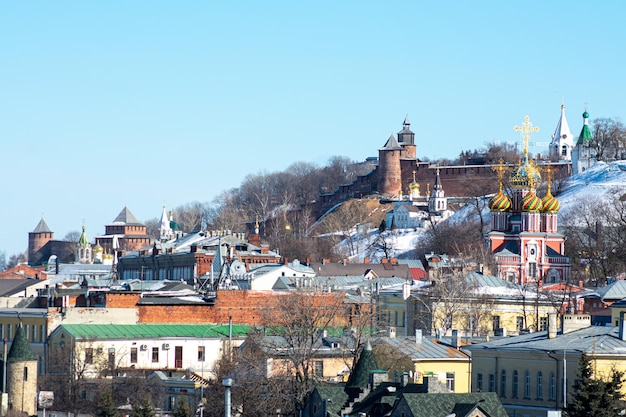 Panorama di nizhny novgorod in una limpida giornata invernale