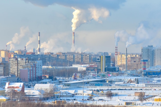 Panorama of Nizhny Novgorod on a winter day