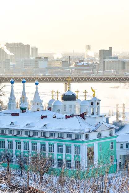 Panorama of Nizhny Novgorod on a winter day