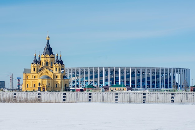 Фото Панорама нижнего новгорода в ясный зимний день