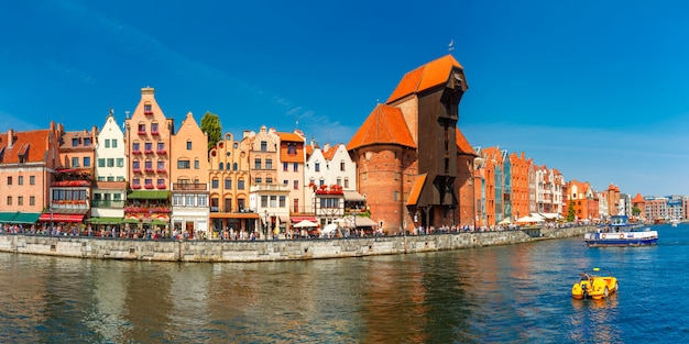 Panorama of Old Town and Motlawa in Gdansk, Poland