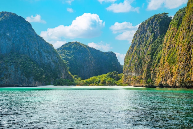 Panorama of Phi Phi island with beach