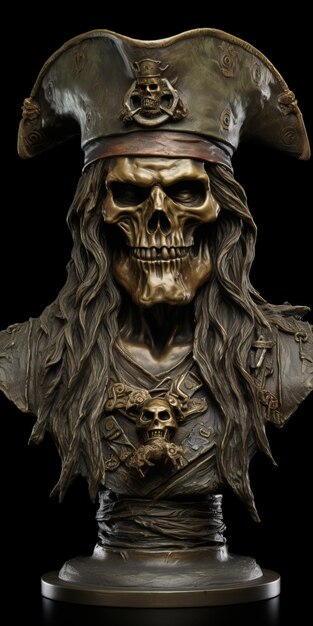 Panorama Realistic Pirate Skull Gold In Sacha Goldberger Style