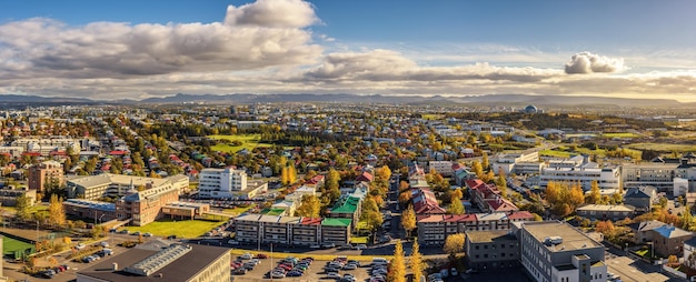 Панорама Рейкьявика в Исландии, вид сверху