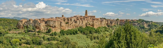 panorama of rock city pitigliano, italy