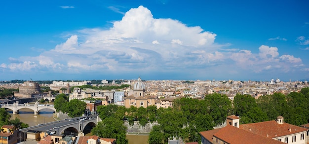 Panorama of Rome at bright summer day