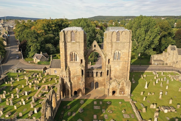 A panorama of the ruins of elgin cathedral at dusk moray scotland uk