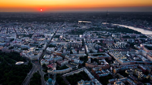 Photo panorama of sanktpetersburg st petersburg from the air saint petersburg russia