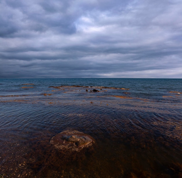 Panorama of the seascape of the Crimean peninsula.