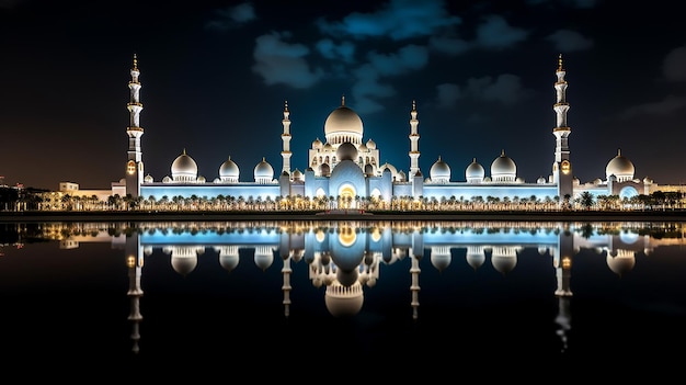 panorama of Sheikh Zayed grand mosque in Abu Dhabi