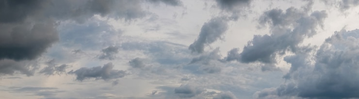 Photo 暗い灰色の雨雲のある空のパノラマ