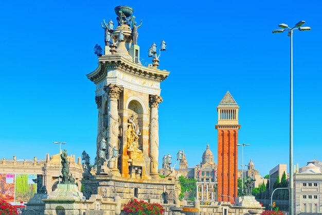 Foto piazza panorama di spagna placa de espanya a barcellona capi