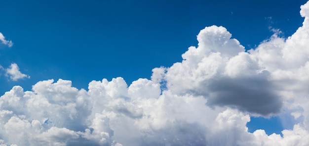 Panorama of summer clouds in the blue sky