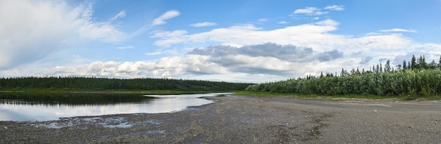 Panorama Summer landscape of the northern river