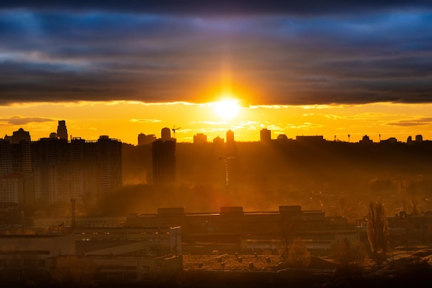 Panorama sunset in city