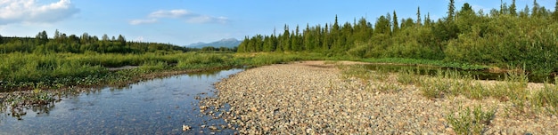 Panorama of the taiga river in the national Park