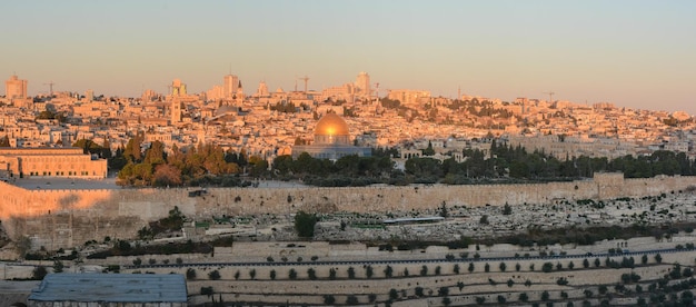 Panorama of the Temple Mount in Jerusalem during dawn