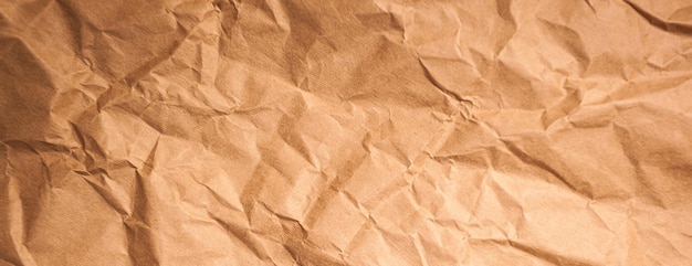 Photo panorama texture of old yellow crumpled paper