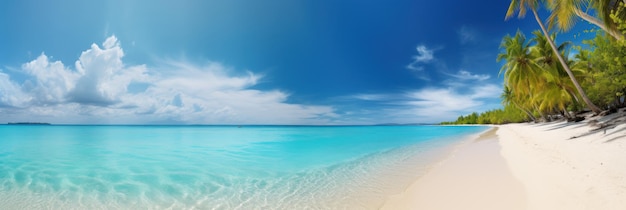 写真 パノラマ熱帯の海と砂浜と青い空のバナー生成 ai