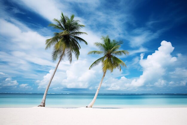 Panorama uitzicht op tropisch zeegebied van blauwe oceaan en kokospalmboom op het eiland